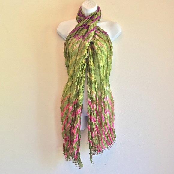 New Green Striped Beach Scarf Wrap Pareo Curtain - Picture 9 of 11